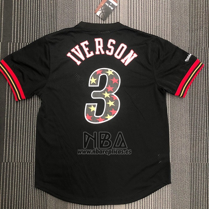 Camiseta Manga Corta Philadelphia 76ers Allen Iverson NO 3 Negro2